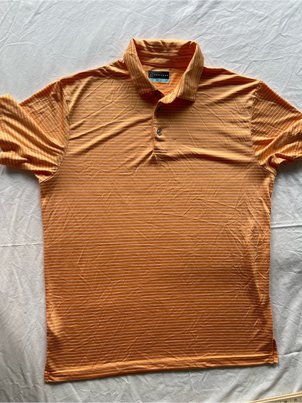 PGA Tour Men's Orange Striped Performance Polo